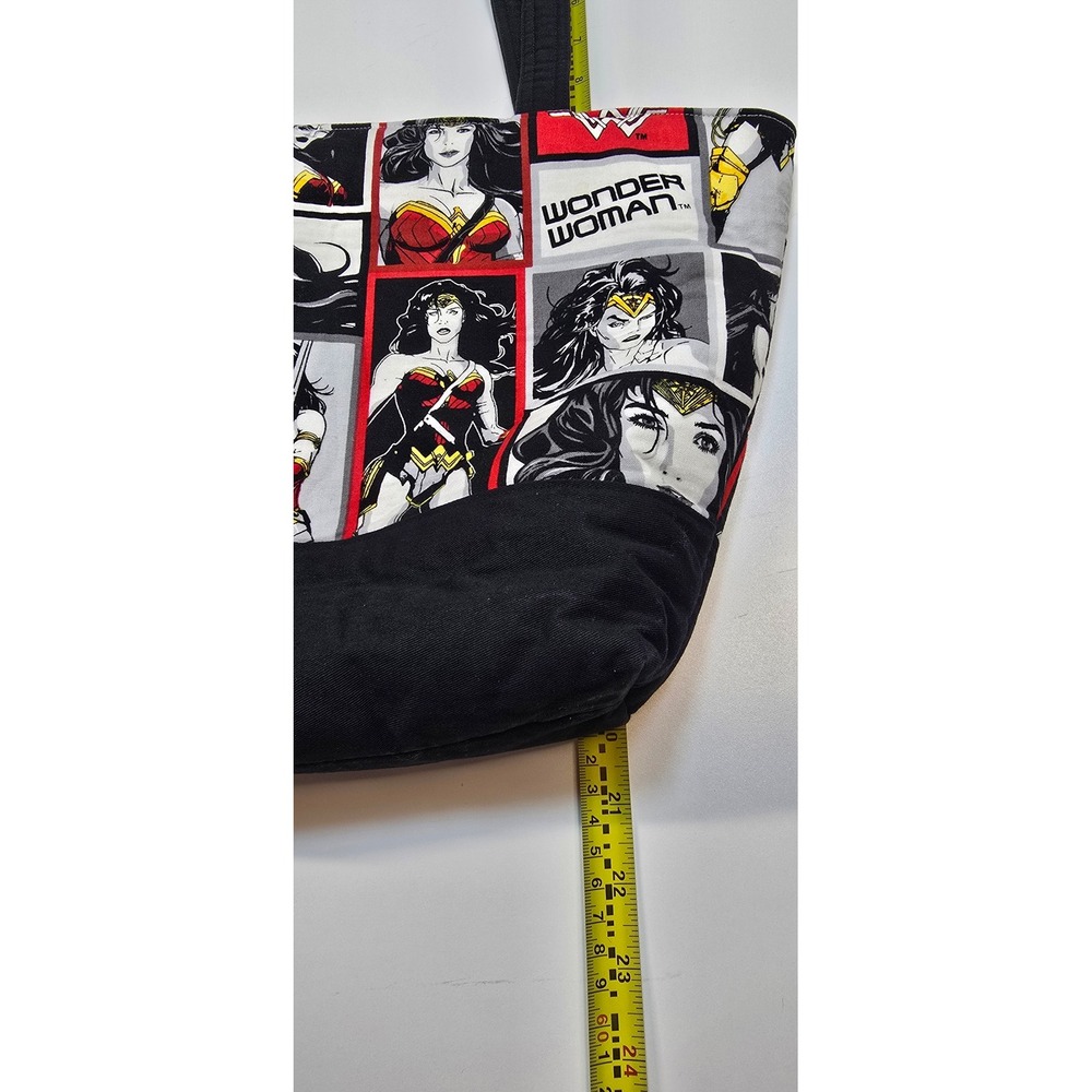 Wonder Woman Comic Panel Handmade Zipper Tote Bag DC Comics Superhero Red Black - Picture 4 of 14